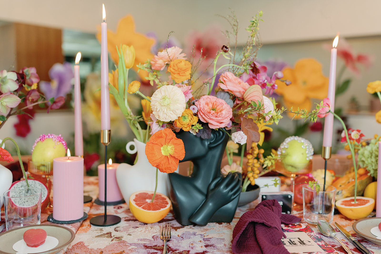 A tastefully executed multi-sensory table setting inviting guests to immerse themselves in their luxury event experience  